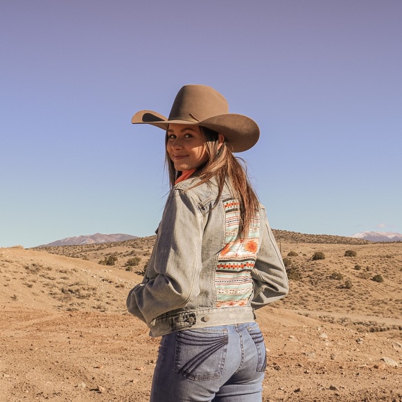 Custom Aztec Print Jean Jacket size: Small/Medium - Picture 3 of 3